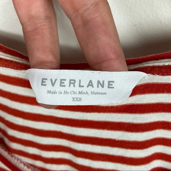 Everlane The Cotton Striped Tee Dress Red White Size XXS Round Neck Casual Mini - Picture 4 of 9
